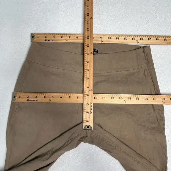 Eileen Fisher Women's Size PM Linen Blend Slim Leg Crop Pants Brown - Picture 2 of 7